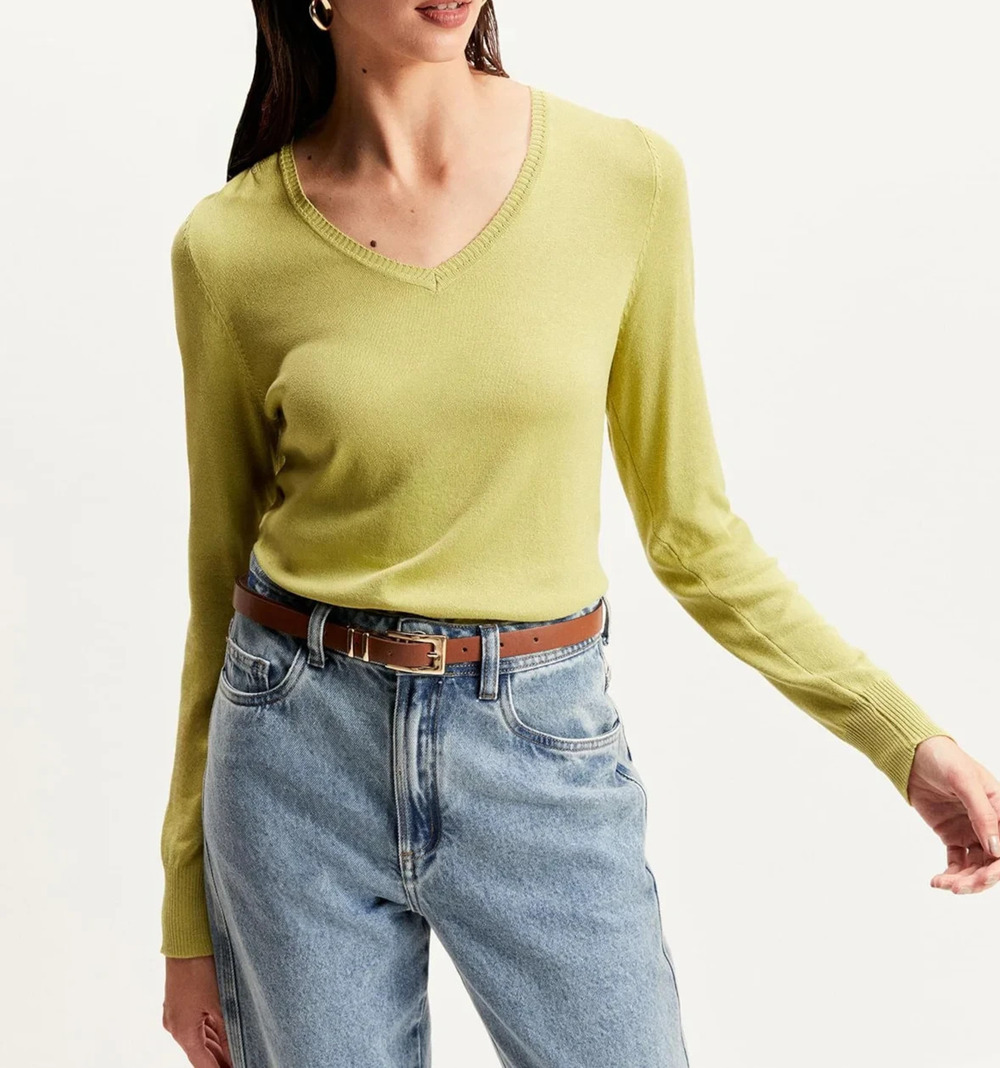 Charter Club Cashmere 100% Cashmere Green V-Neck Sweater Medium A010814